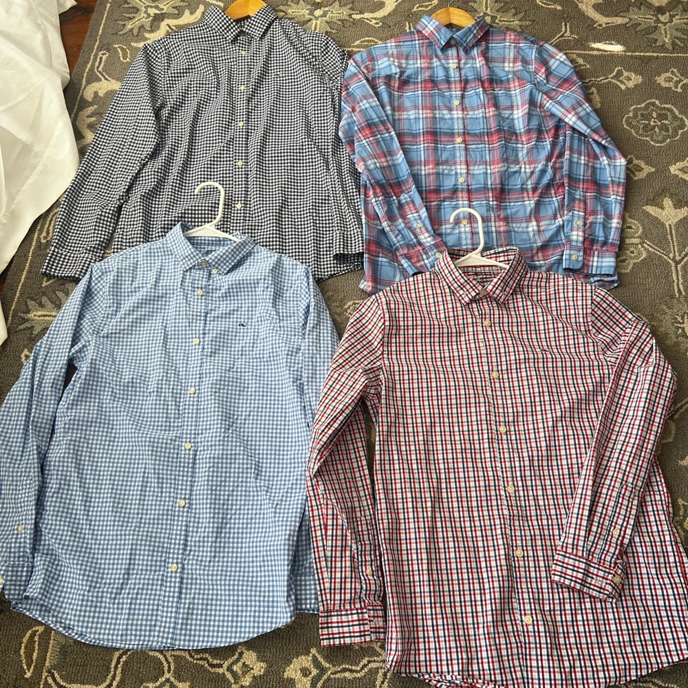 Lot of 4 Vineyard Vines performance boys button down shirts XL (18)